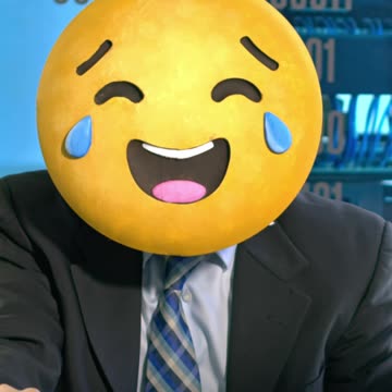 Corporate Employee with Laughing Emoji Face