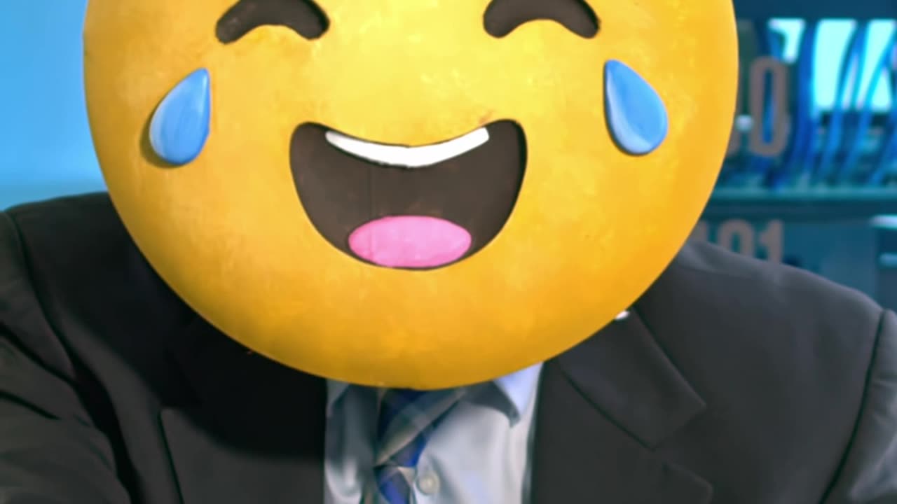 Corporate Employee with Laughing Emoji Face