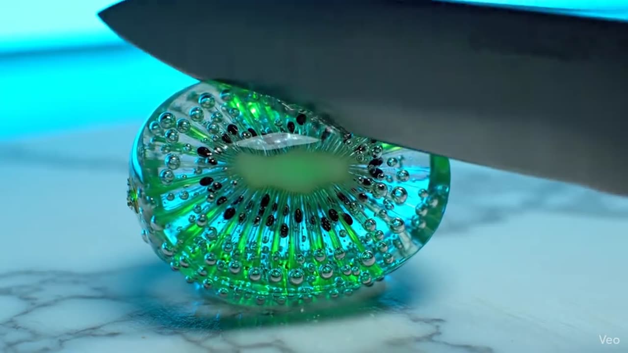 Slicing the kiwi with a knife ASMR