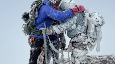 Freezing Mountaineers Summit Orizaba Peak