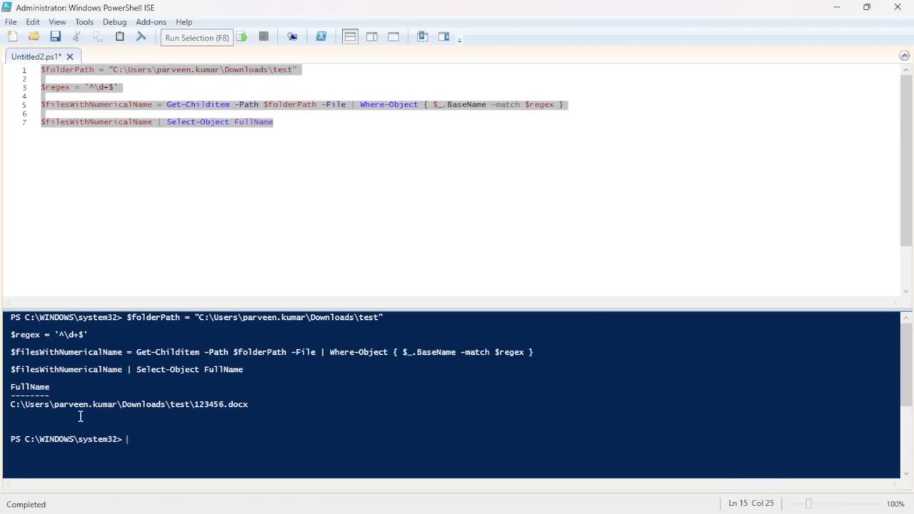 Listing Files with Only Numerical Names Using PowerShell