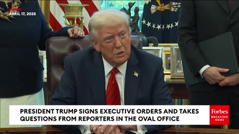 Trump Takes Questions From Reporters In The Oval Office