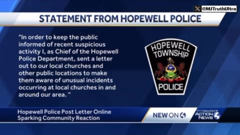 Hopewell Township PA have issued a letter alerting the community of multiple suspicious incidents