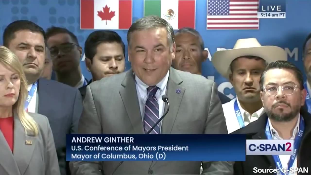 Mayors from Cn, Mx, and the US gathered for a press conference to complain about Trump's tariffs.