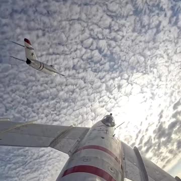 Pair aerobatics of private US MiG-17 fighters in these last days of summer 2025.