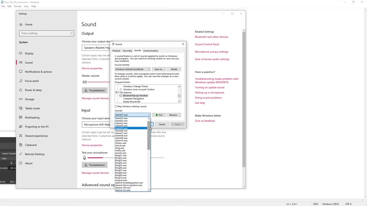 Turn off windows 'beep' sound notifications alerts