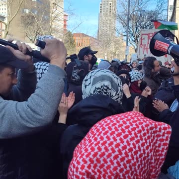 Protestors outside Columbia University demand: Free Mahmoud Khalil NOW!