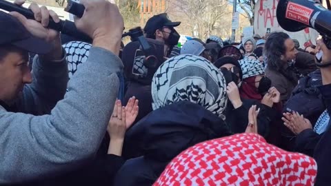 Protestors outside Columbia University demand: Free Mahmoud Khalil NOW!