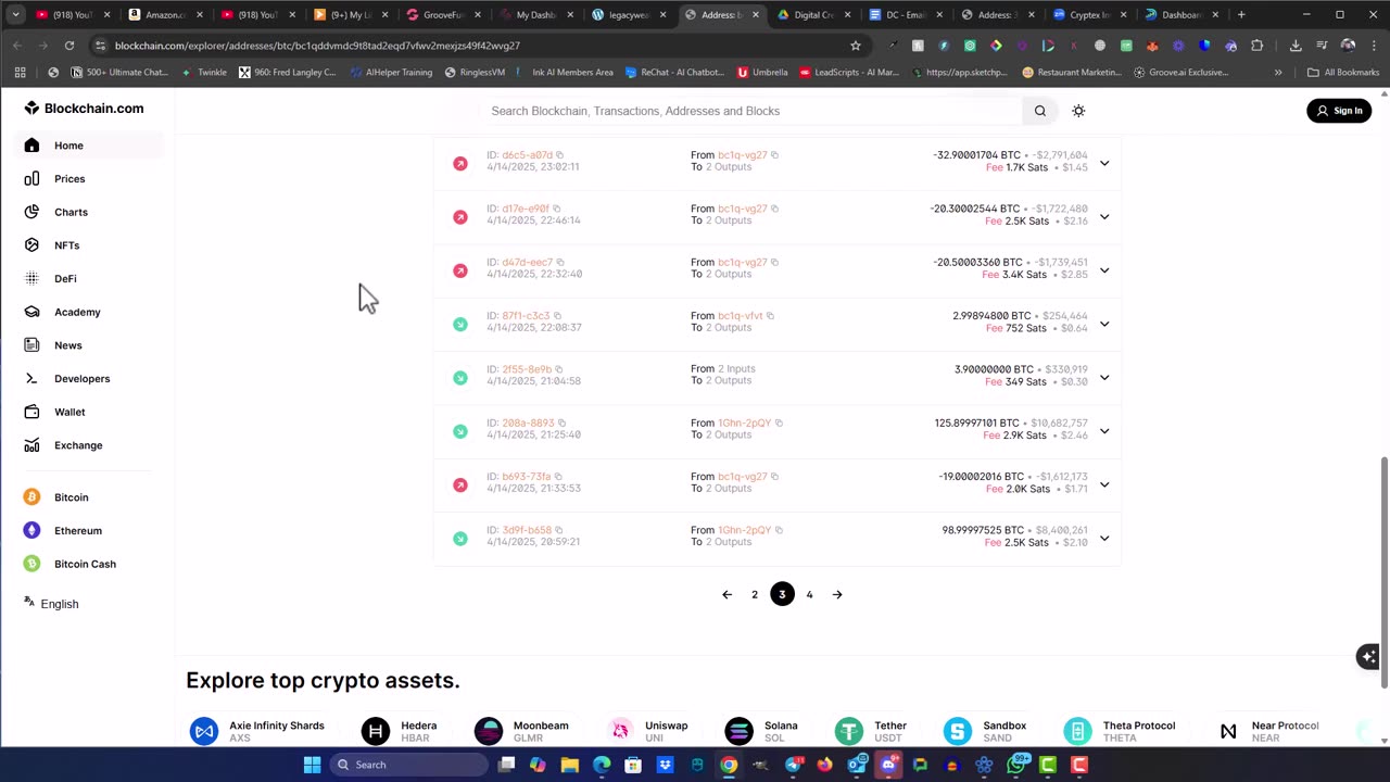 Cryptex Bitcoin Wallet Activity on The Blockchain - Over $100 Billion Paid Out!