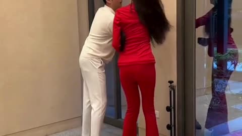 Bold in Red ❤️💼 — But Watch What Happens Behind Her! 😱📱