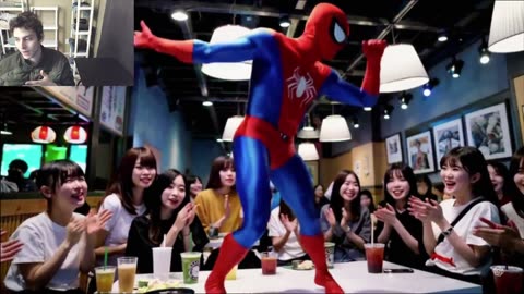 Spider-Man Dancing On The Table At A Japanese Restaurant Fake Funny Parody Video