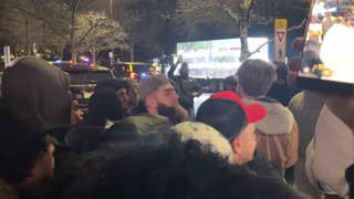 The group continued to be aggressive with this man as the evening has progressed.