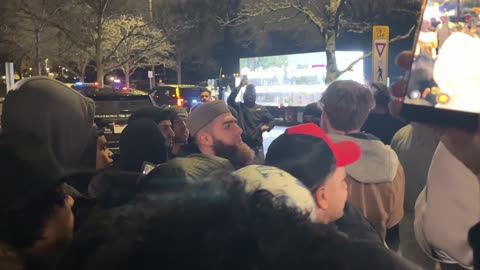 The group continued to be aggressive with this man as the evening has progressed.