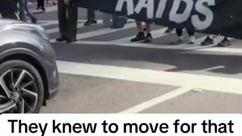 ICE protesters in Tampa, Florida, don't want to risk being run over when the green light comes on!