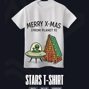 Retro Space Alien Christmas UFO Holiday Cabin Art Design