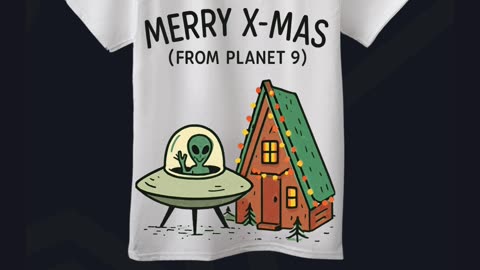 Retro Space Alien Christmas UFO Holiday Cabin Art Design