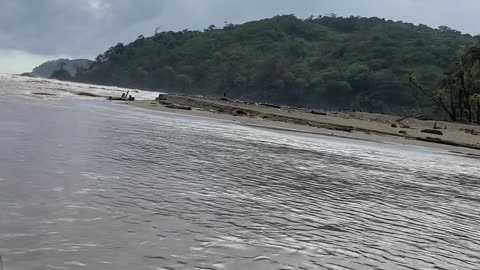 Boat Has Bumpy Exit Over Choppy Waves