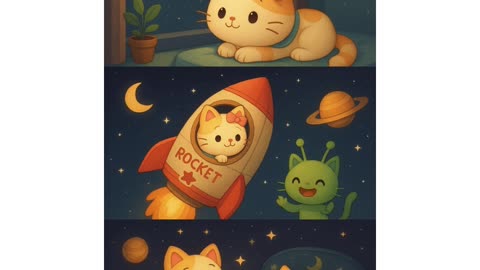 A Dreamy Cat’s Space Adventure 🌌🐾 | AI Animated Short