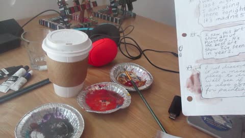 My Art Table Set-Up Inside Sextant Coffee Roasters in The Mission in San Francisco. 12/6/2025.