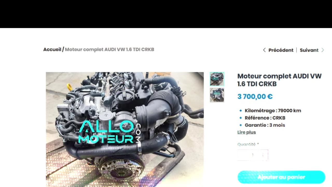 ALLOMOTEUR.COM - Moteur complet AUDI VW 1.6 TDI CRKB