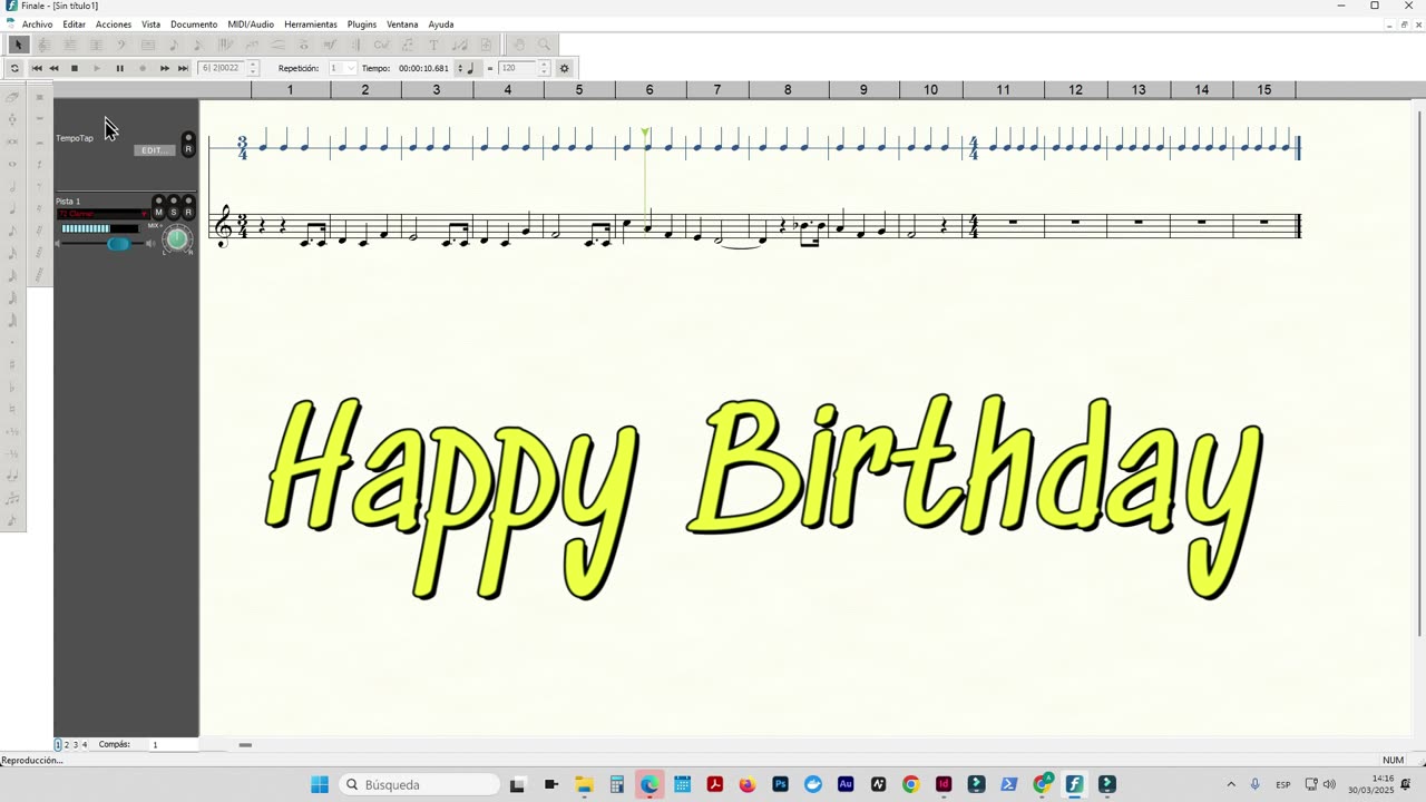 Happy Birthday - Partitura animada con audio (Finale)