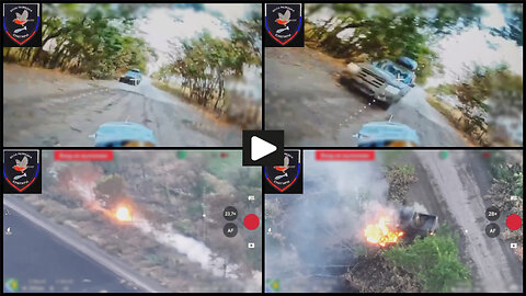 South Donetsk: Russian wired FPV drone hunts Ukrainian pickup truck