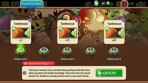 Plants vs Zombies 2 - Plant of the Week - Tumbleweed - June 2025