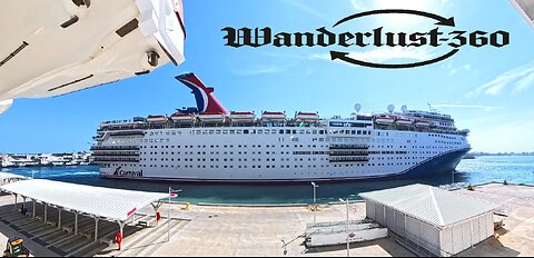 Carnaval ship leaving port. (Time lapse)