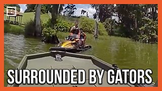 "They're Circling!" Father and Son Rescued from Gator Infested Lake