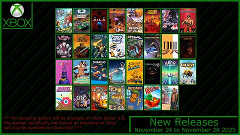 New Xbox Games for November 24 to November 28 2025