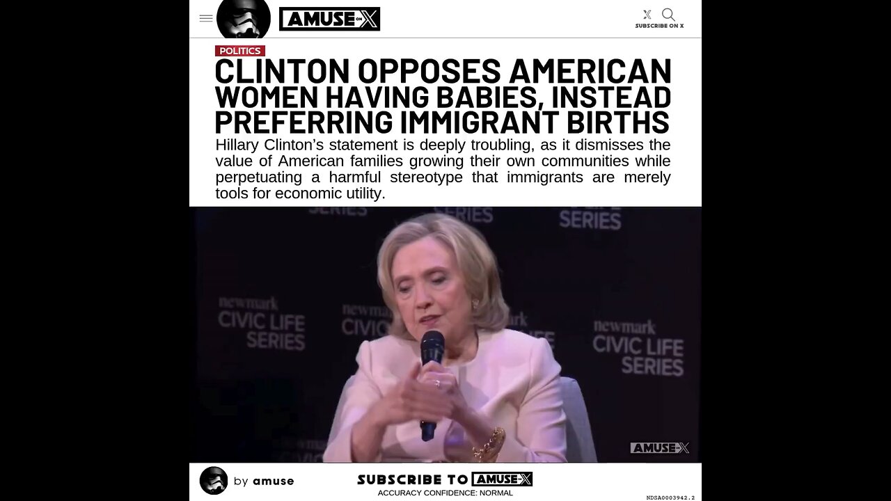 Hillary Clinton saying the quiet part out loud that she opposes American women having more babies