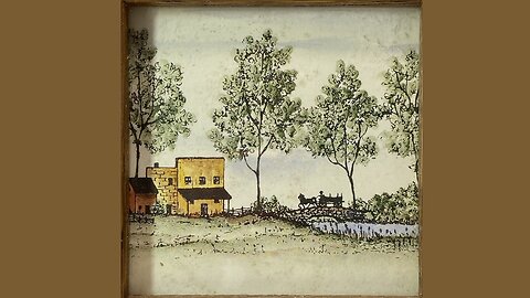 6x6 Mini Wall Art: Horse & Carriage on Bridge Heading to Country Store 1" Frame