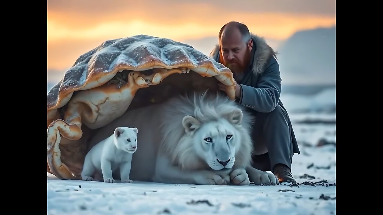 Little white lion cub saved his injured father with the help of an old man!😍