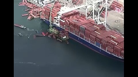 Many shipping containers tumbled into the water at the Port of Long Beach on Tuesday.