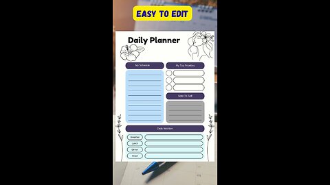 Canva Editable Daily Planner Template | Printable PDF link in first comment