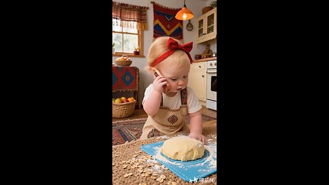 When your business call can’t wait, but the dough won’t knead itself 👶📞🍞😂 #babyboss #cutiepie