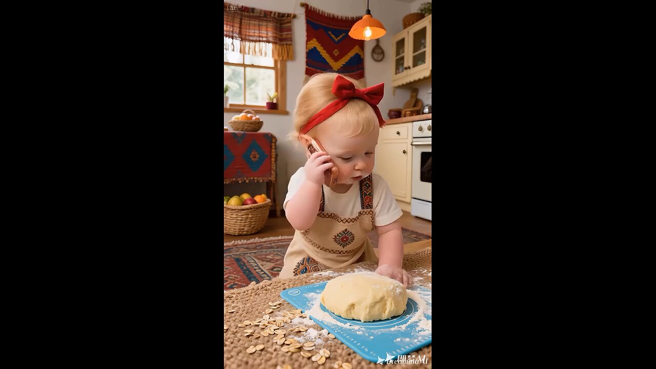 When your business call can’t wait, but the dough won’t knead itself 👶📞🍞😂 #babyboss #cutiepie