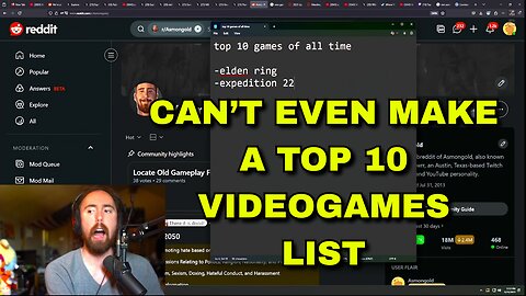 Asmongold "The voice of gamers" can't make a top 10 games list