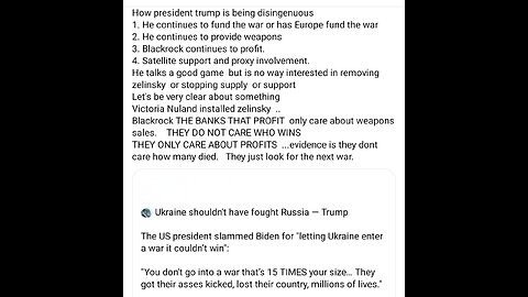 Trump ~ Horrible war | but he continues it (see notes)