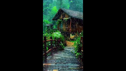 "A peaceful rainy day in a beautiful rural setting."