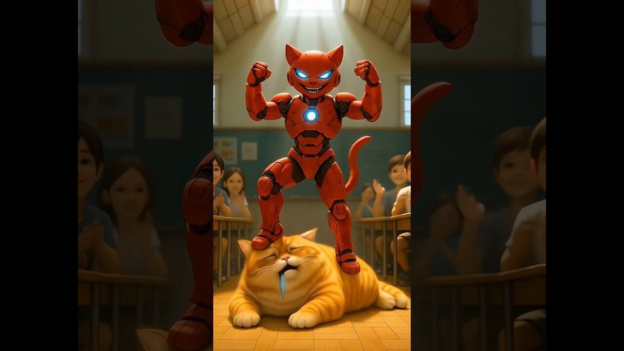 Bullied Cat Turns into a Robot and Fights Back! 🤖🐱 AI cartoon video