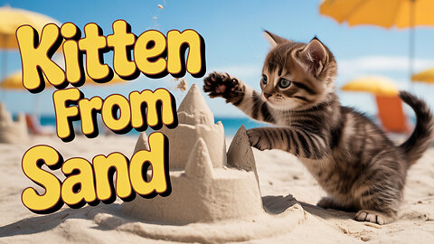 Kitten make chocolate from sand