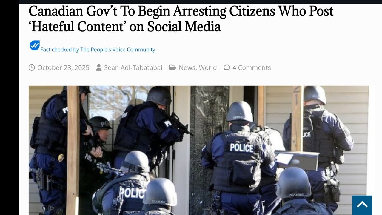 Canadian Gov’t To Begin Arresting Citizens Who Post ‘Hateful Content’ on Social Media Coming to USA