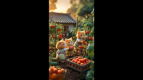 Kitten Steals Tomato and Runs Away | Funny and Cute Cat Video #shorts #ai #viral #trending