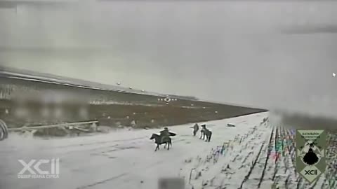 Russian Soldier Thrown Off Horse Before Drone Strike