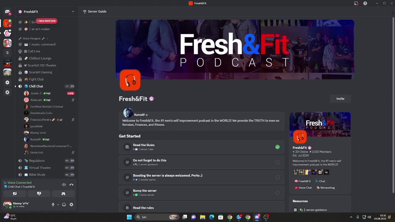 Red pilled discussion on the Fresh and Fit server: How often does Myron shit/steroids and the RP