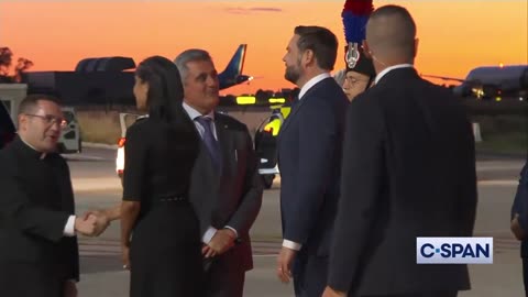 📌 VP JD Vance & Usha Vance arrive in Rome for Pope Leo's inaugural mass