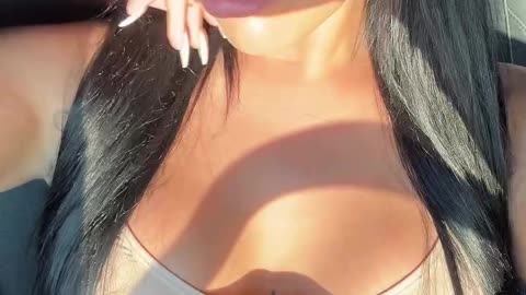 Natural beauty tgirl inside the car