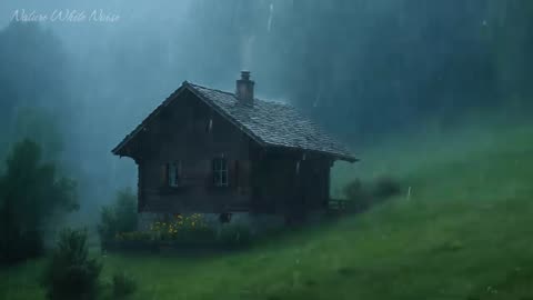 Sleep Instantly in 3 Minutes • Heavy Rain & Thunderstorm Sounds on a Mountain Roof at Night