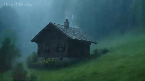 Sleep Instantly in 3 Minutes • Heavy Rain & Thunderstorm Sounds on a Mountain Roof at Night